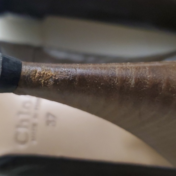 Chloé | Dark Olive Green Patent Leather Peep-toe Heels Sz 37 - Picture 15 of 15